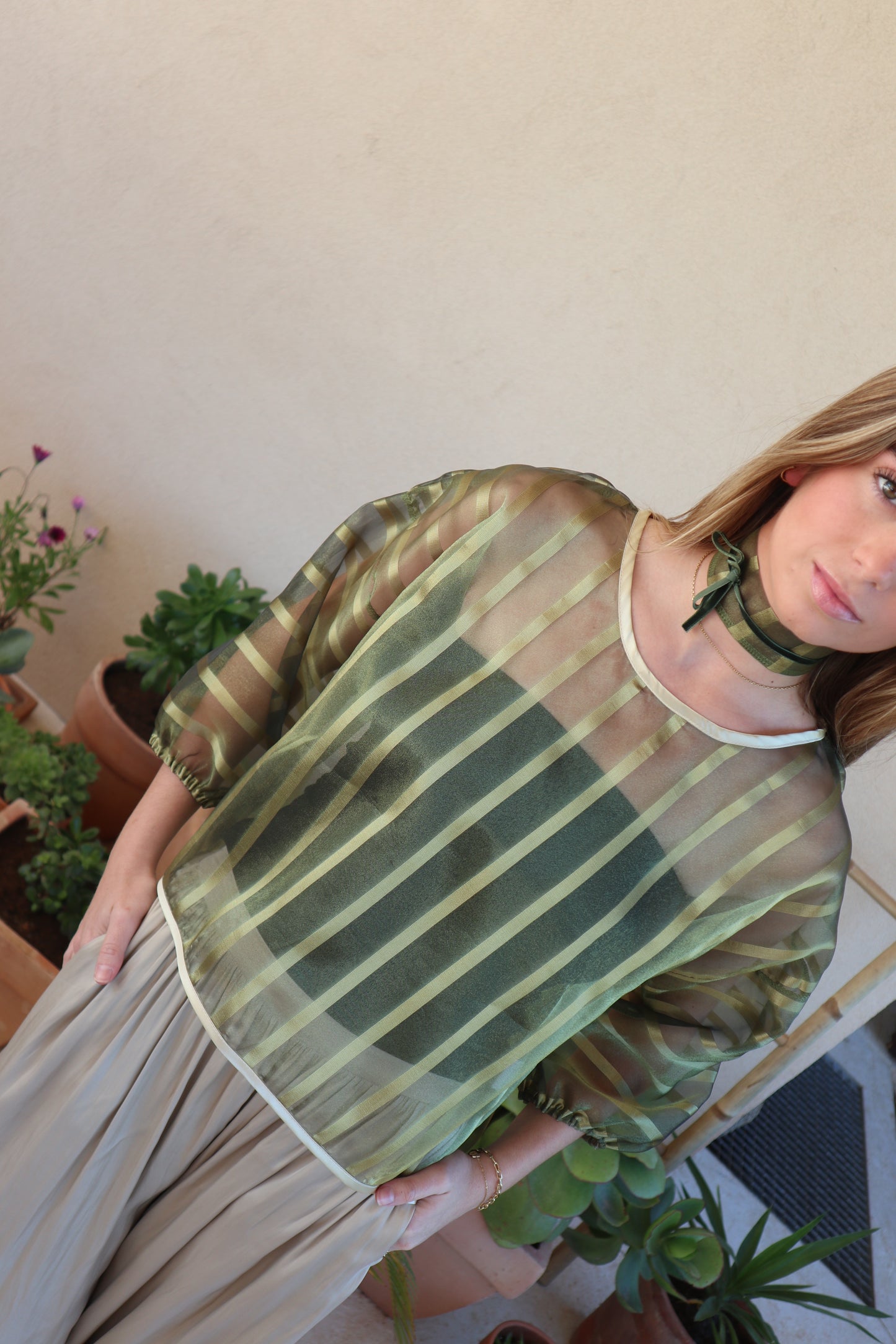 Blusa Rayas Verde