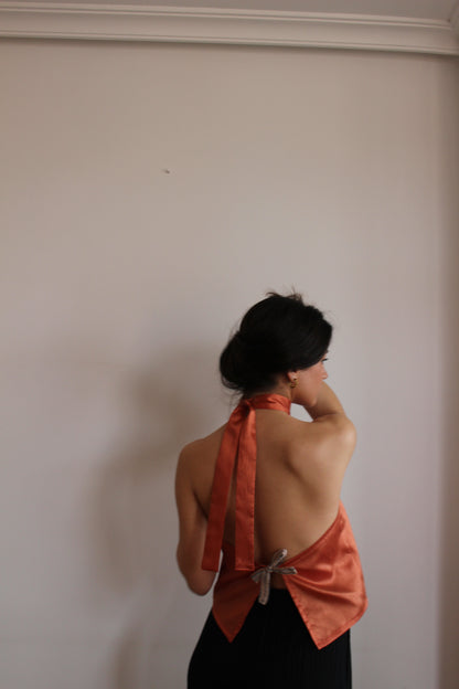 Top Naranja Halter